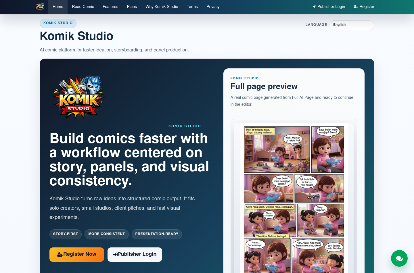 Komik Studio homepage